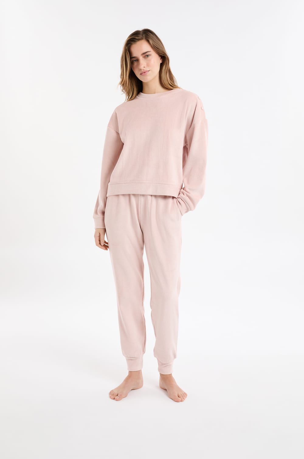 Pyjama-Sweatshirt mit Rundhals;${refinementColor}