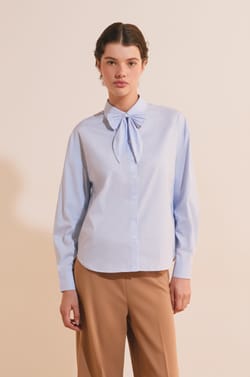 Chemise &agrave; rayures avec coton et noeuds;${refinementColor}