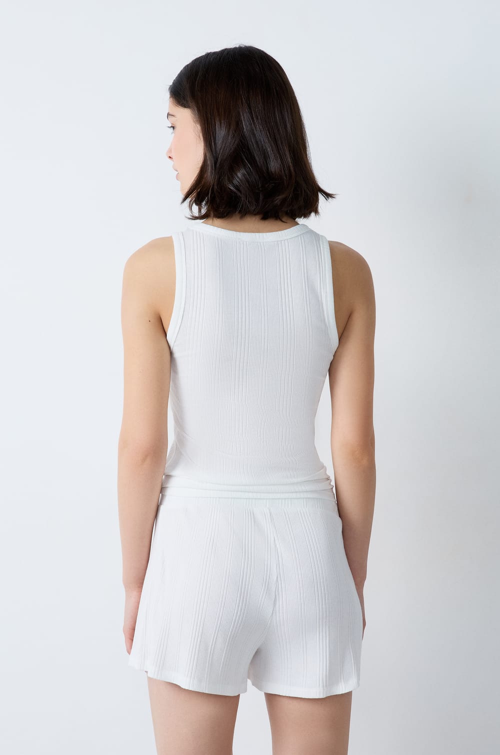 Cotton Ribbed Pyjama Tank Top;${refinementColor}