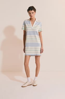 Robe courte &agrave; rayures en coton;${refinementColor}