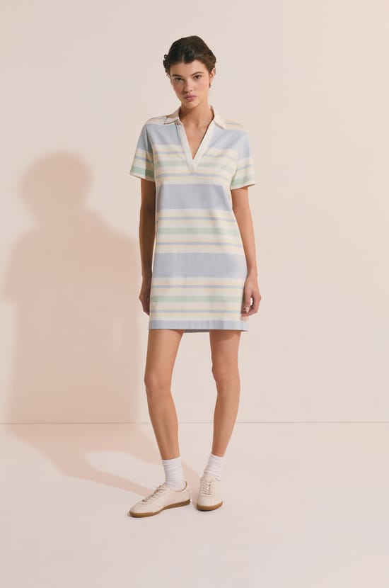 Robe courte &agrave; rayures en coton;${refinementColor}