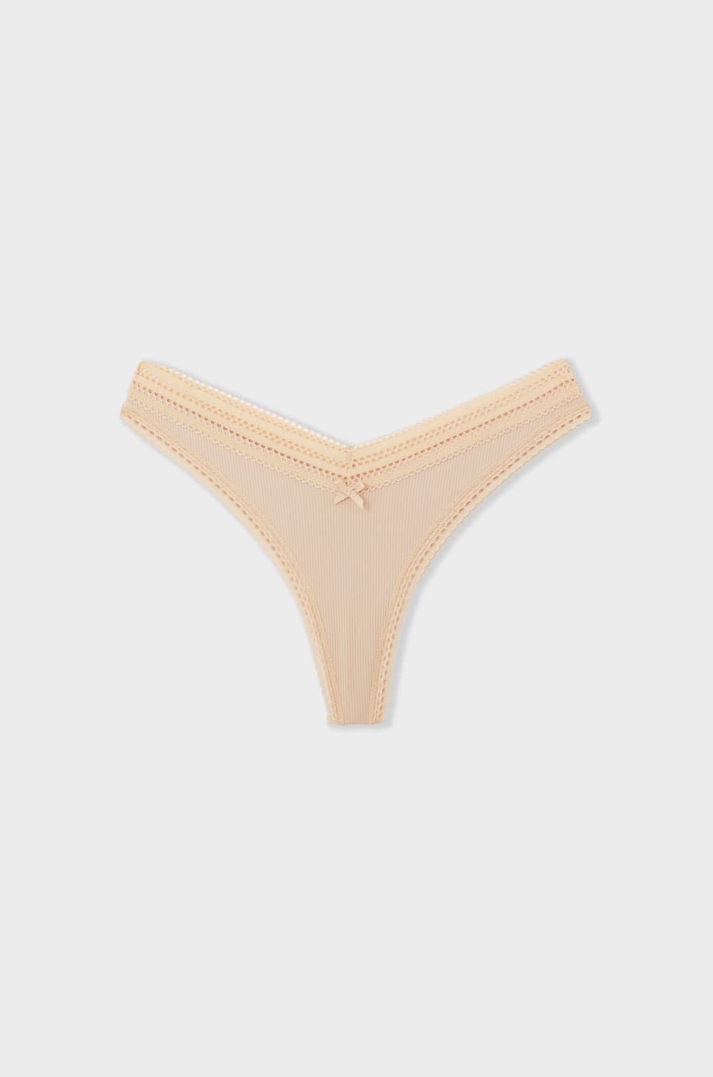 V-shape Tanga in Microfibre and Lace;${refinementColor}