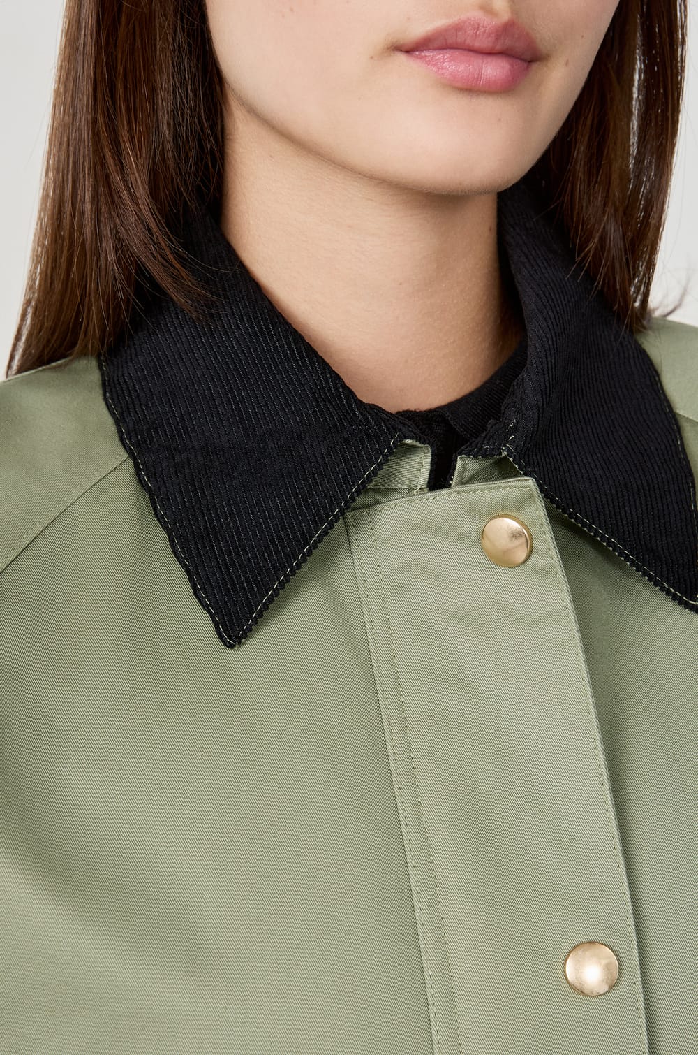 Blouson à col velours et coupe droite;${refinementColor}