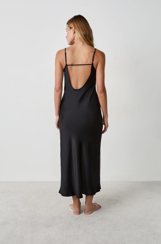 Satin Nightdress with Thin Straps;${refinementColor}