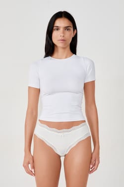 Microfibre Boyshort with Lace Trim;${refinementColor}