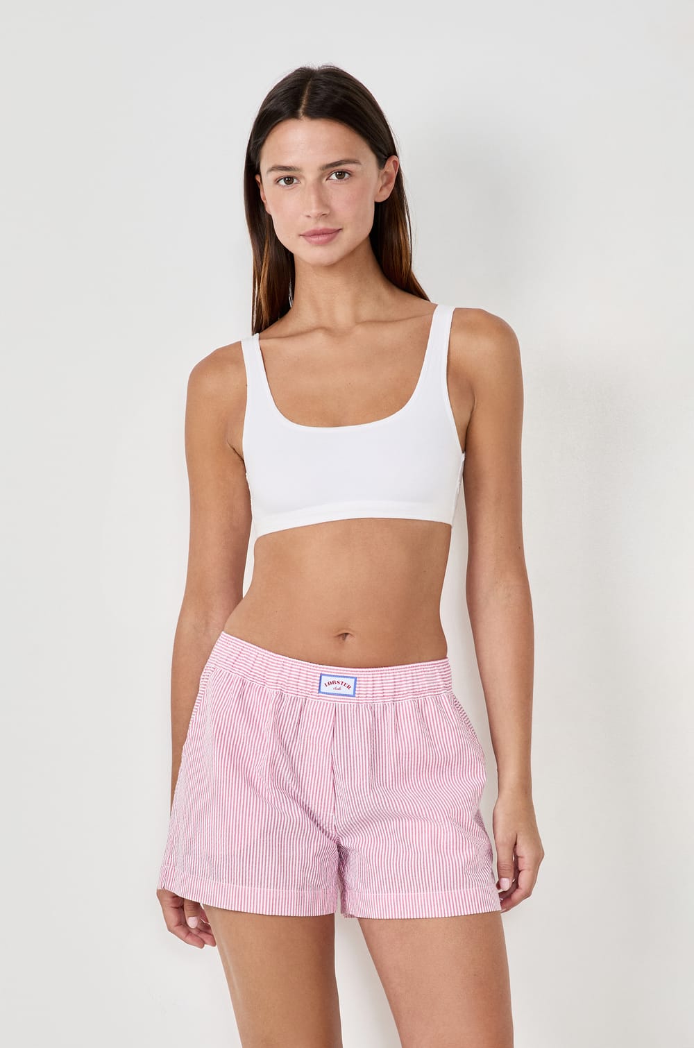 Striped pyjama shorts;${refinementColor}