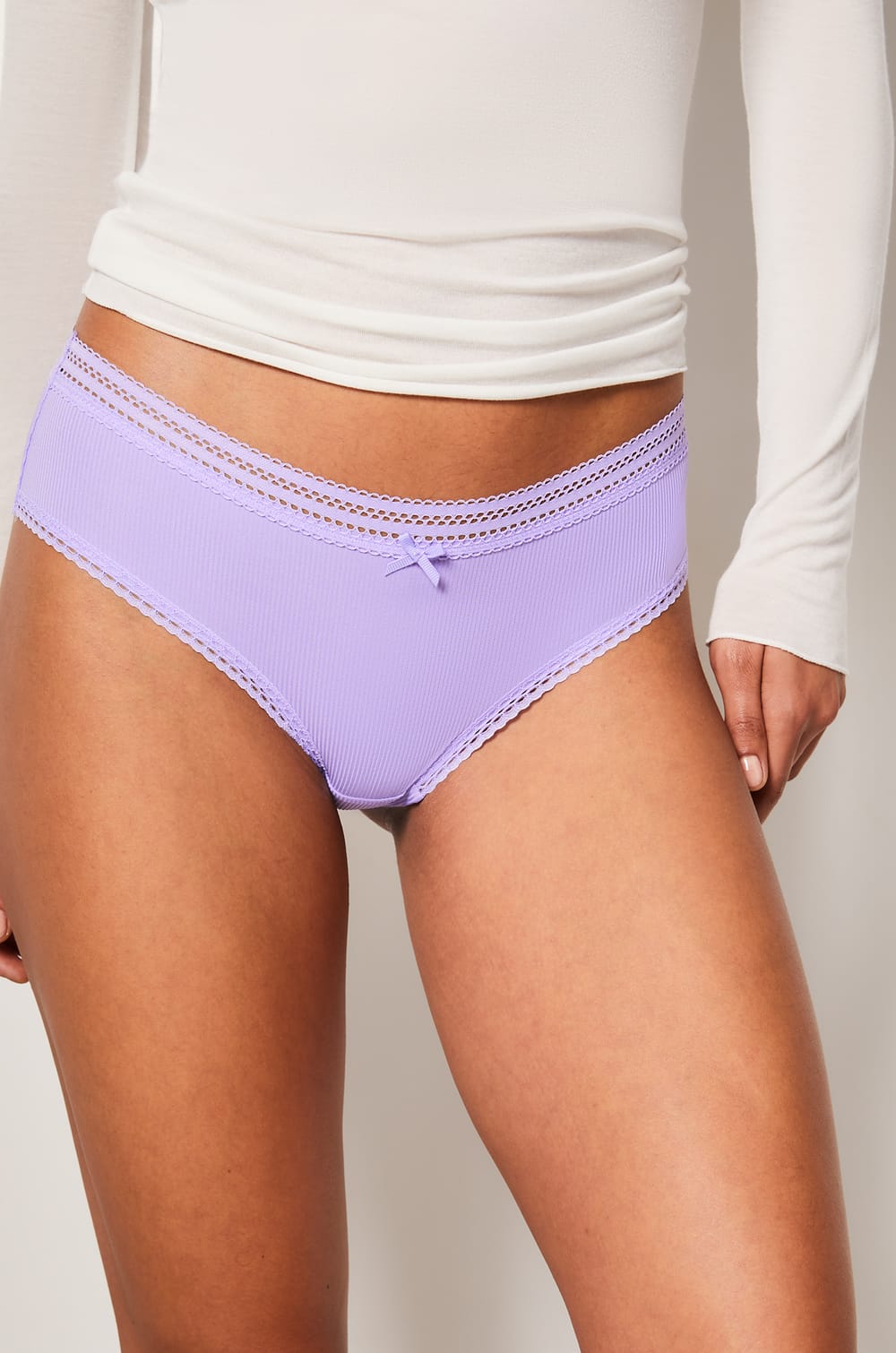 Microfiber Boyshorts with Lace Details;${refinementColor}