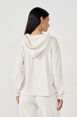 Velvet-effect Hooded Sweatshirt;${refinementColor}