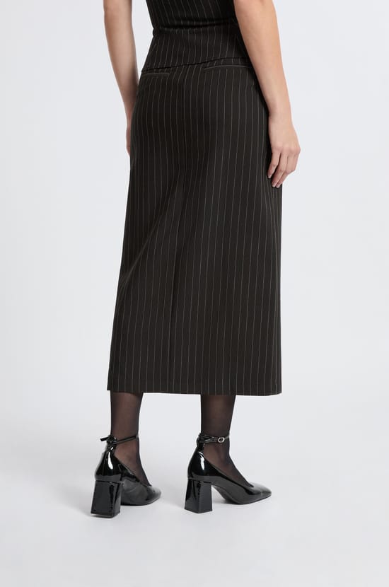 Jupe longue &agrave; rayures avec fente;${refinementColor}