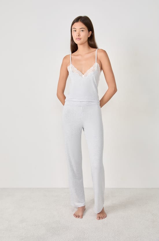 Pantalón de pijama ancho de modal;${refinementColor}