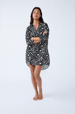 Printed short tunic;${refinementColor}