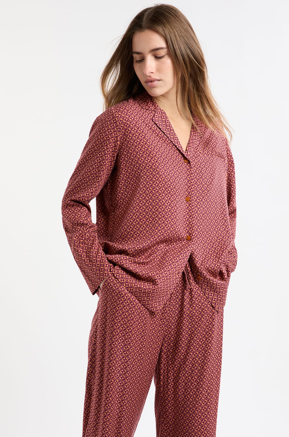 Camisa de pijama estampada;${refinementColor}