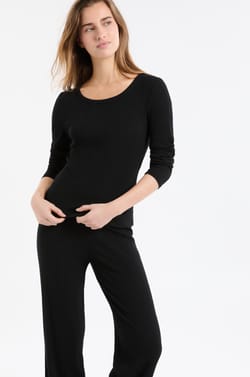 Long-sleeved T-shirt in ribbed cotton;${refinementColor}