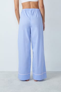 Cotton Pyjama Trousers with Flared Cut;${refinementColor}