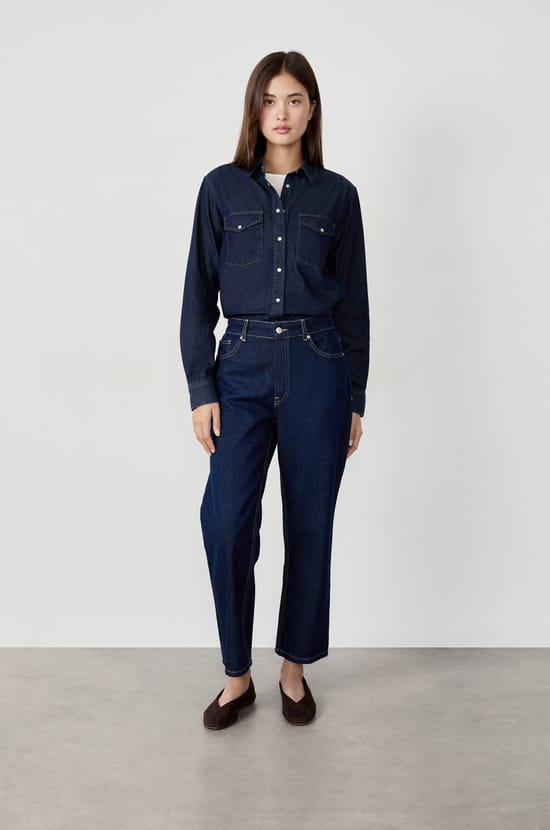 Denim effect shirt;${refinementColor}