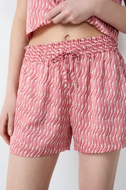 Pantalones cortos de pijama satinados estampados;${refinementColor}