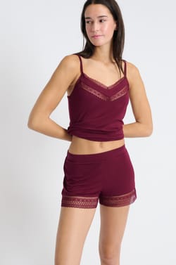Pyjama shorts with lace details;${refinementColor}