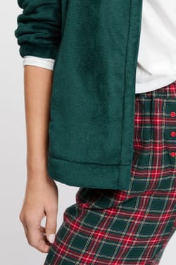 Ensemble de pyjama 3 pi&egrave;ces &agrave; carreaux et imprim&eacute; teckel;${refinementColor}