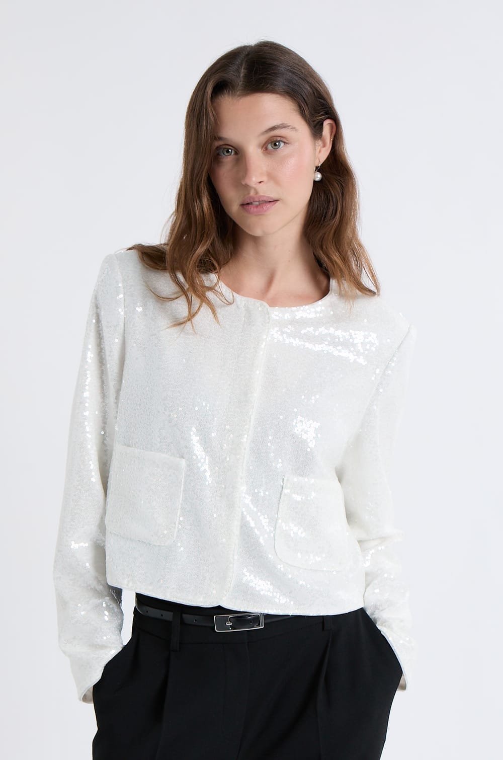 Veste courte à sequins;${refinementColor}