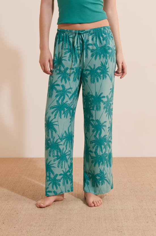 Pantalon de pyjama 7/8 &agrave; motifs;${refinementColor}