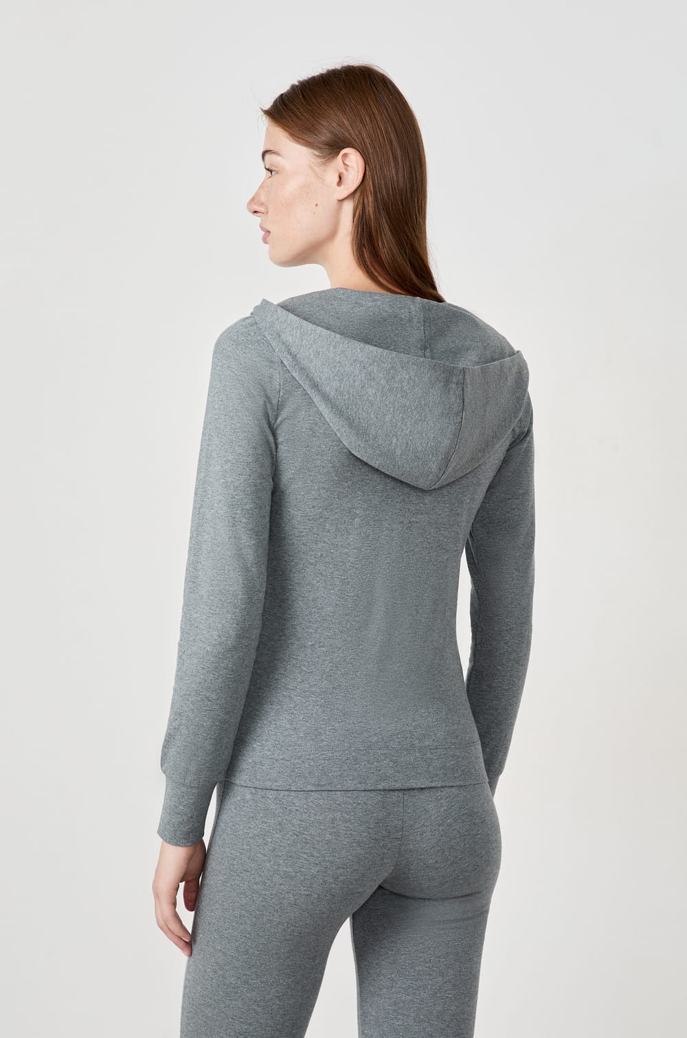 Zip-up Hooded Cotton Sweatshirt;${refinementColor}
