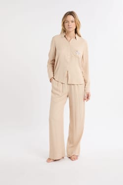 Pantalon de pyjama à rayures et taille élastique;${refinementColor}