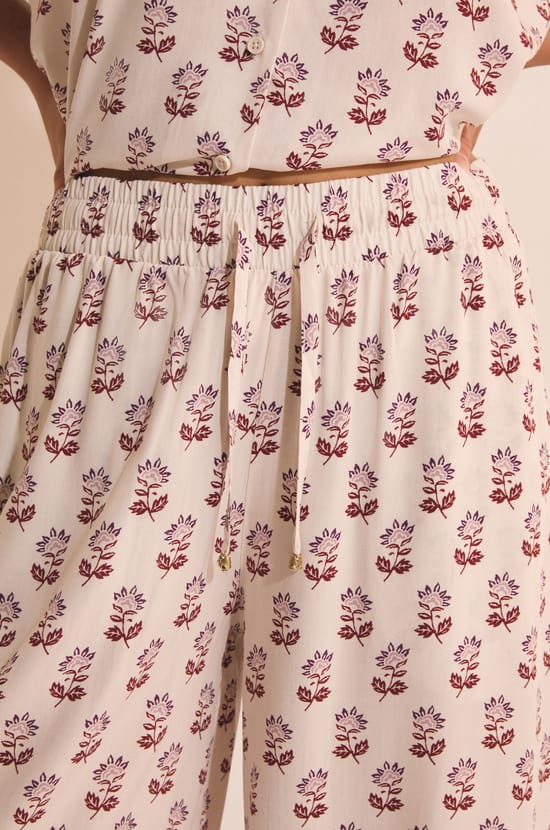 Pantalon de pyjama &eacute;lastiqu&eacute; &agrave; motifs;${refinementColor}