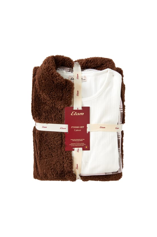 Ensemble de pyjama 3 pi&egrave;ces avec bas en coton &agrave; carreaux;${refinementColor}