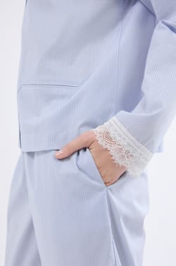 Chemise de pyjama à manches longues à rayures;${refinementColor}