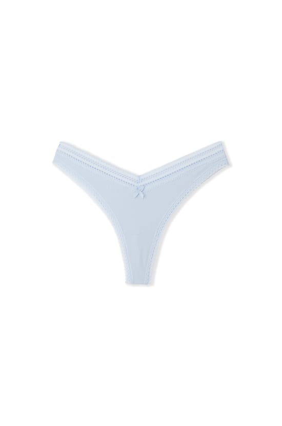 Tanga V-shape en microfibre et dentelle;${refinementColor}