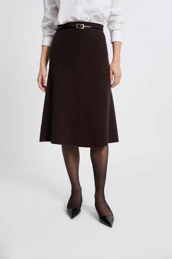 Jupe évasée en maille fine;${refinementColor}
