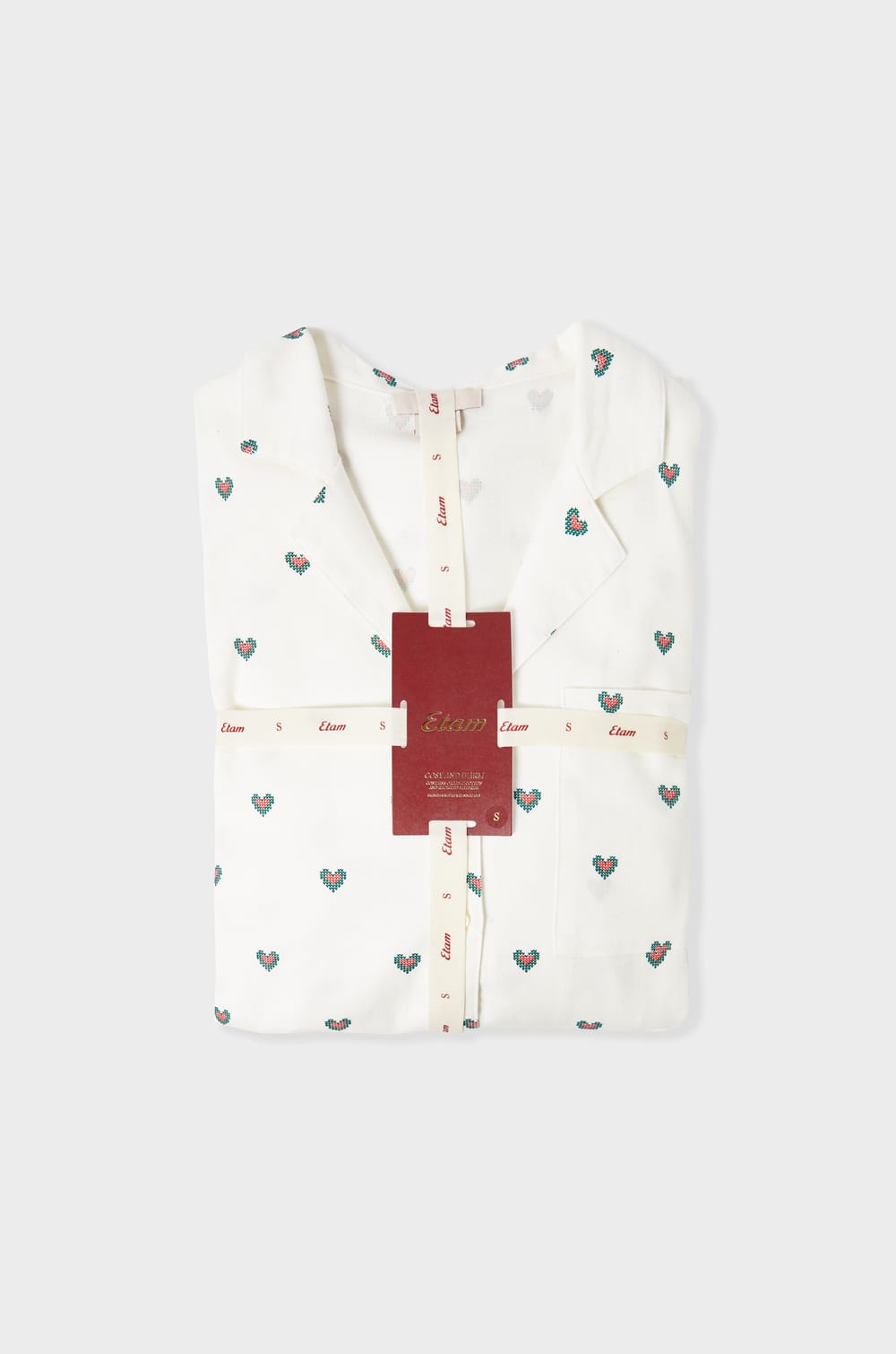 Ensemble de pyjama 2 pièces à motifs coeurs en coton;${refinementColor}
