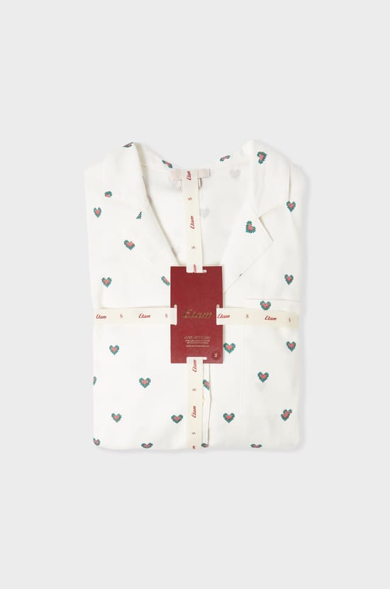 Ensemble de pyjama 2 pièces à motifs coeurs en coton;${refinementColor}