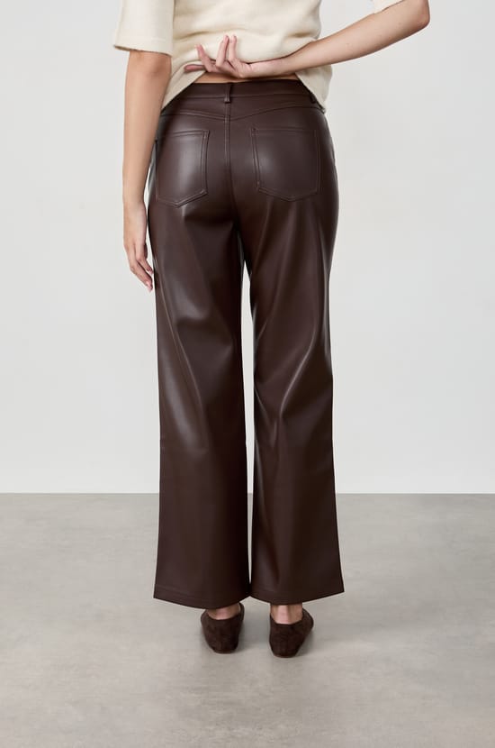 Wide-leg faux leather trousers;${refinementColor}