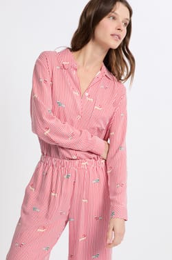 Patterned Pajama Shirt;${refinementColor}