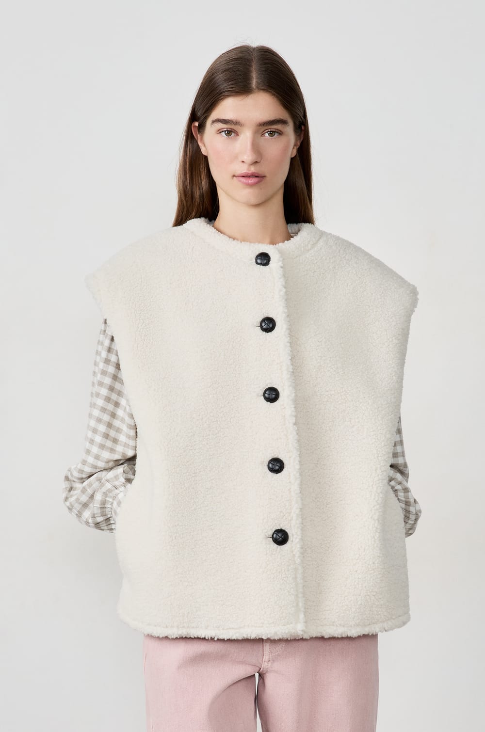 Sleeveless Faux Fur Jacket;${refinementColor}