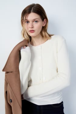 Short Buttoned Cardigan;${refinementColor}