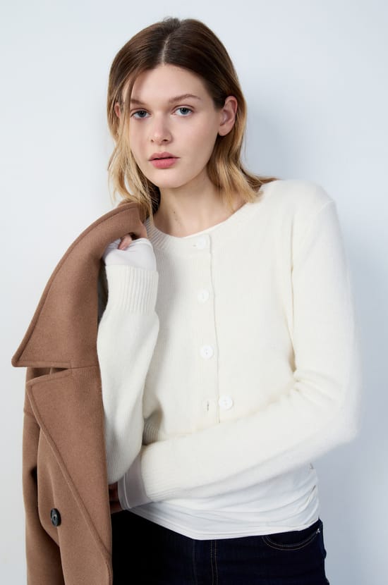 Short Buttoned Cardigan;${refinementColor}