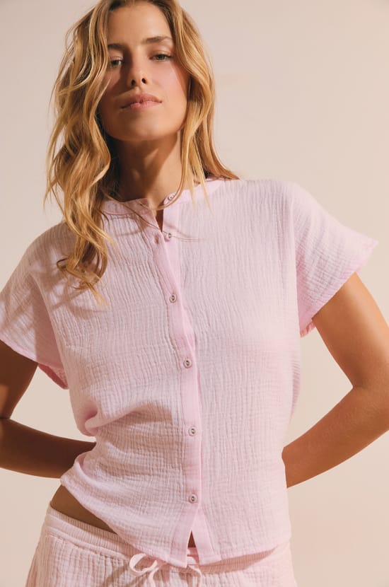 Chemise de pyjama en gaze de coton;${refinementColor}