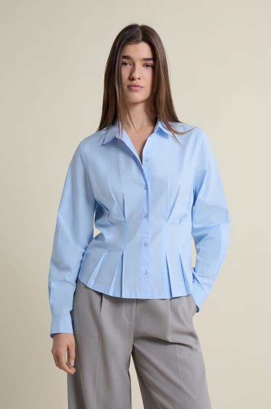 Fitted Shirt with Flat Pleats;${refinementColor}