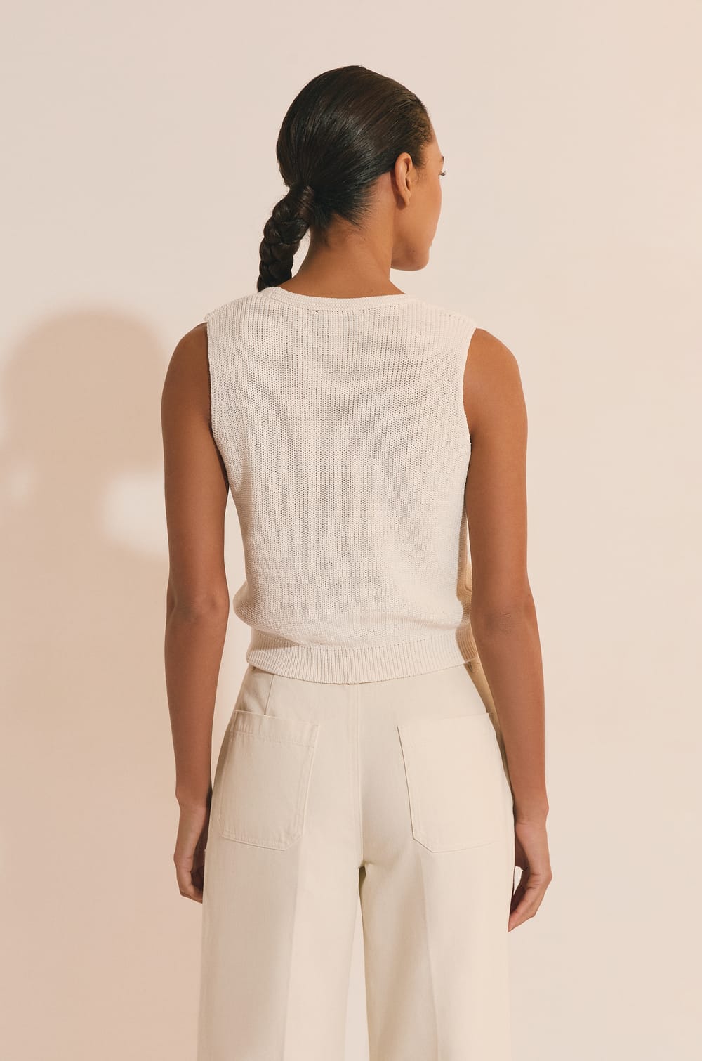 Sleeveless Cardigan with Cotton;${refinementColor}