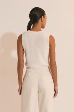 Sleeveless Cardigan with Cotton;${refinementColor}