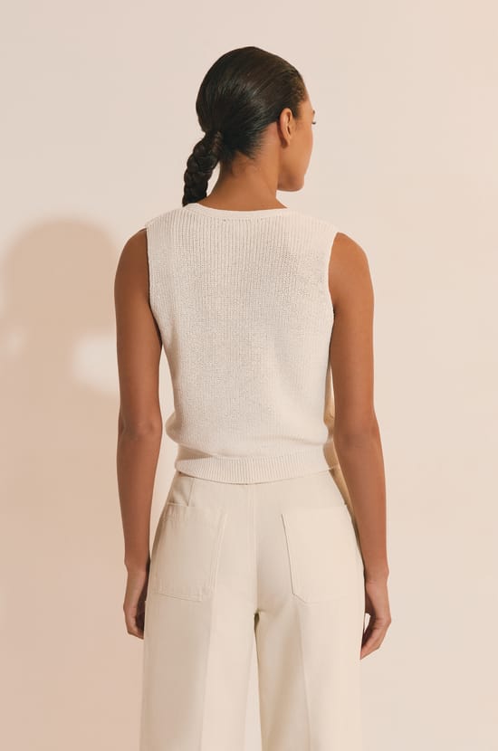 Sleeveless Cardigan with Cotton;${refinementColor}