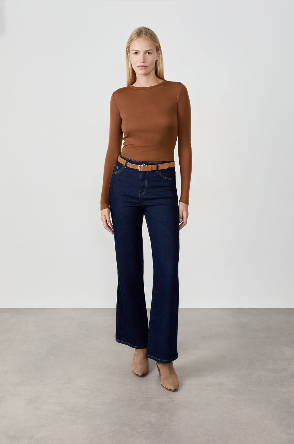 T-shirt thermique col rond avec laine;${refinementColor}