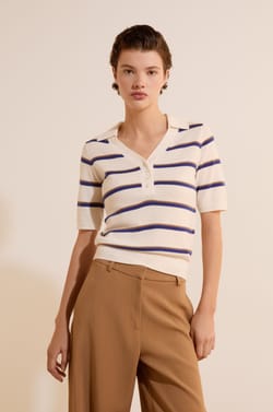 Pull manches courtes col polo;${refinementColor}
