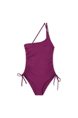 Einteiliger Badeanzug mit irisierendem asymmetrischem Design;${refinementColor}