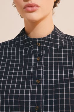 Chemise courte &agrave; carreaux en coton;${refinementColor}