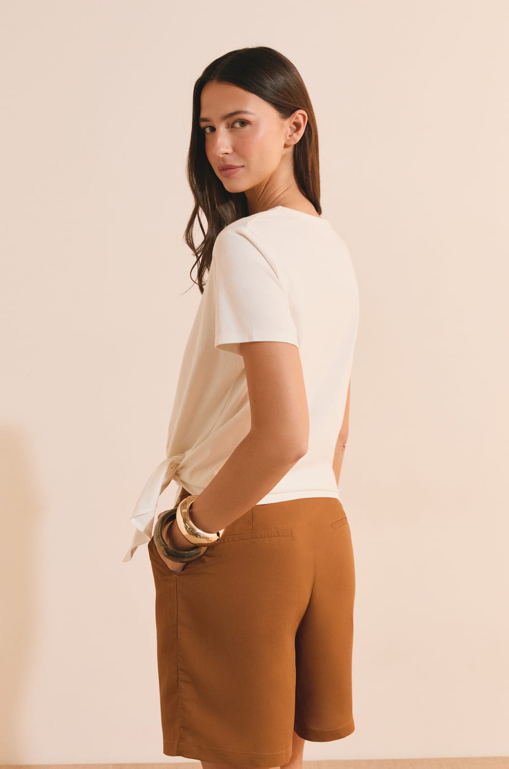 T-shirt en coton avec noeud;${refinementColor}