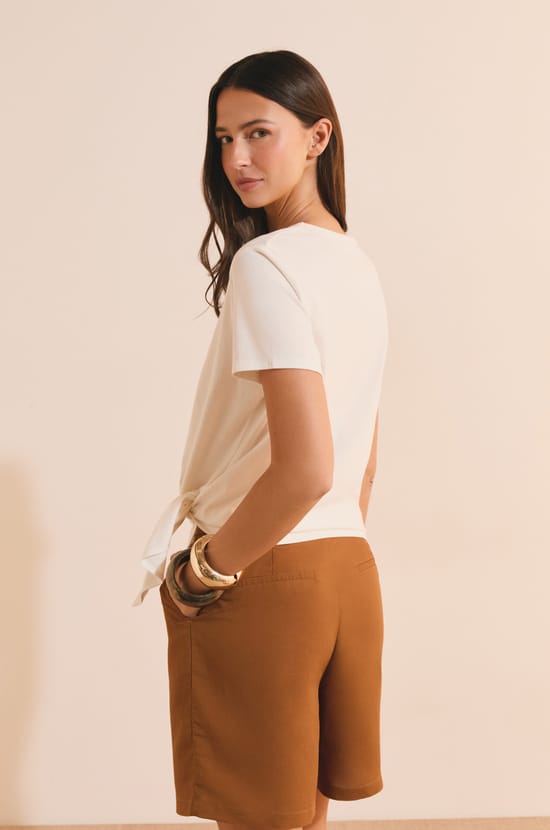 T-shirt en coton avec noeud;${refinementColor}