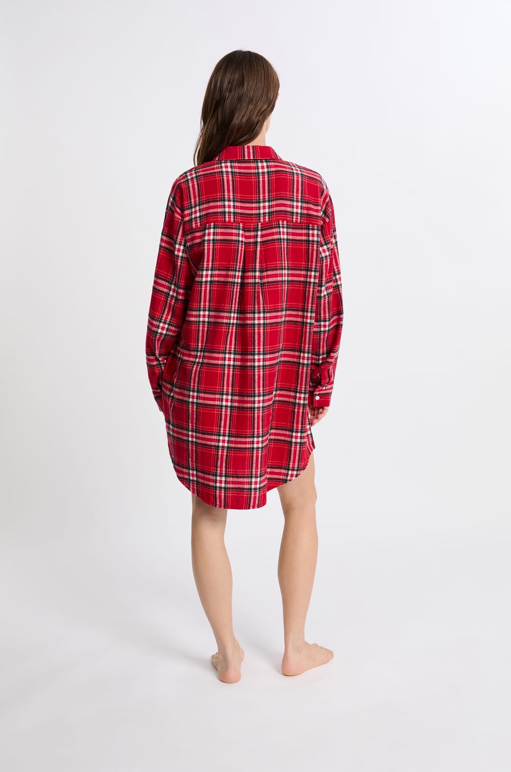 Chemise de nuit à carreaux en coton;${refinementColor}